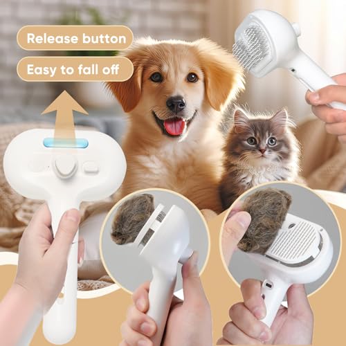 CRAFTIVIO 3-in-1 Cat Steam Brush – Pet Grooming & Shedding Comb with Gentle Steam Spray, One-Click Hair Release, Steam Pet...