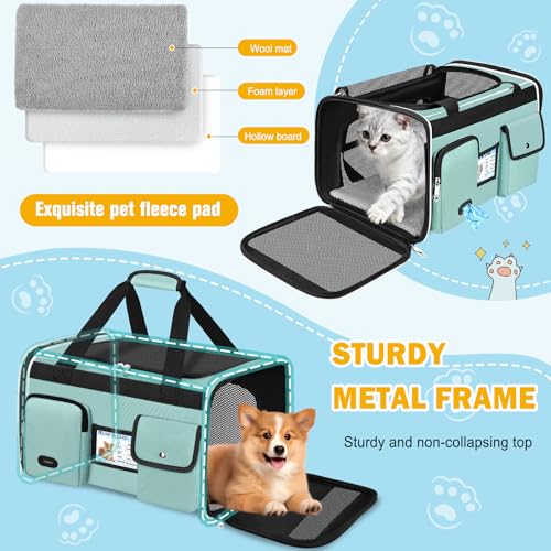HUANLANG Soft-Sided Cat Carrier Airline Approved,Dog Carriers for Small Dogs Medium Cats,Pet Travel Carrier Up to 15 Lbs,C...