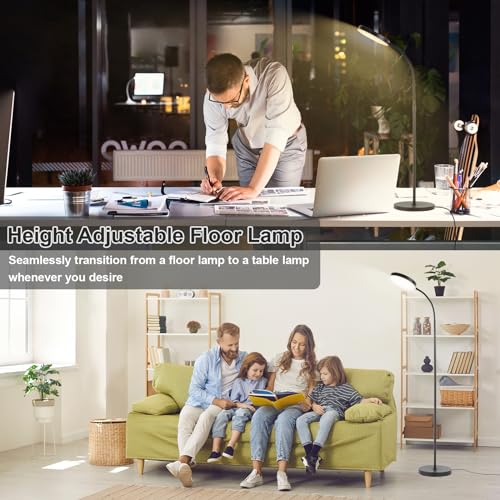 LALISU Floor Lamp, LED Floor Lamps for Living Room, Stepless Adjust Color Temperatures & Brightness Standing Lamp with Tou...