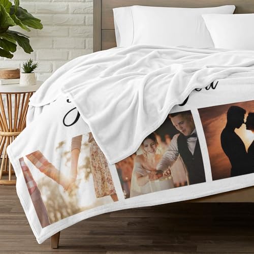 inkArts Personalized Anniversary Couple Gifts for for Her & Him, Custom Blanket with Photo, Personalized Photo Blanket, Cu...