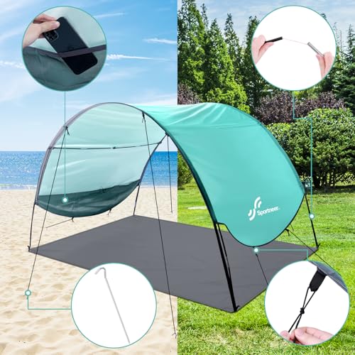 Sportneer Beach Tent Sun Shelter: UPF 50+ UV Protection Beach Canopy Tent Sun Shade for 2-3 Person, Easy Set Up Canopy wit...