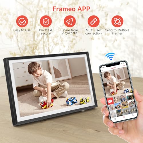 Frameo 10.1 inch Digital Picture Frame, Smart WiFi Digital Photo Frame with 32G Memory, HD Touch Screen, Auto-Rotate, Slid...