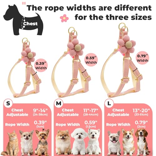 PETCARE Cute Flower Dog Harness and Bowtie Leash Set Easy Walk Puppy Dog Halter Harnesses for Small Dogs Girl Step in Dogs...