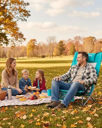 KingCamp Low Beach Chair, High Back Folding Camping Chair for Adults, Oversized Breathable Mesh Seat, 300lbs Heavy Duty Po...