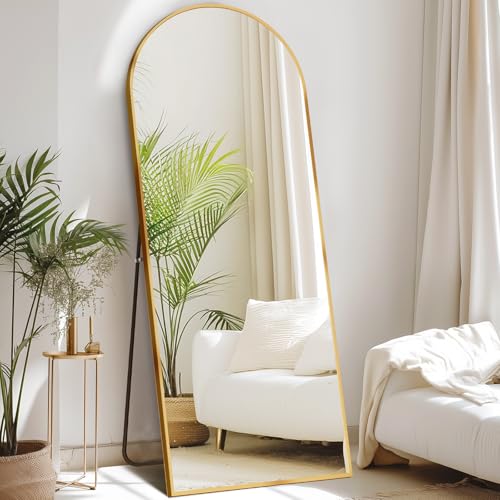 DUMOS 63.6"x20.6" Arched Full Length Mirror with Stand Floor Free Standing Aluminum Frame for Bedroom Body Hanging Leaning...