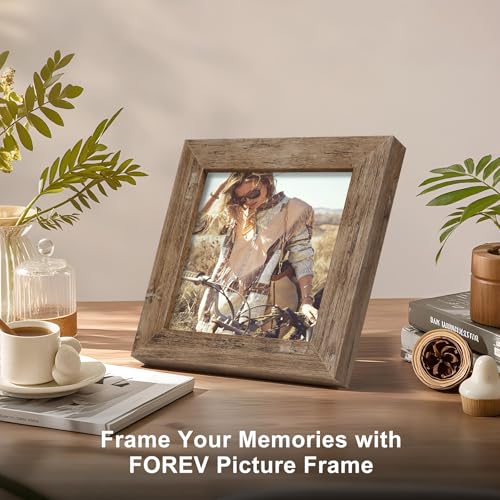 TOFOREVO 4x4 Picture Frames Set of 6 Rustic Wood Grain Photo Frame for Gallery Wall Mounting or Tabletop Display