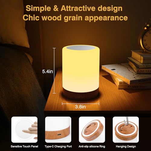 UNIFUN Night Light, Touch Lamp for Bedrooms Living Room Portable Table Bedside Lamps with Rechargeable Internal Battery Di...