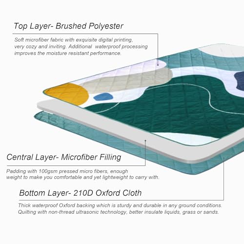 Exclusivo Mezcla Waterproof Picnic Blanket 60x80 Inches Large Multicolor Floral Polyester Sandproof Modern Camping Blanket