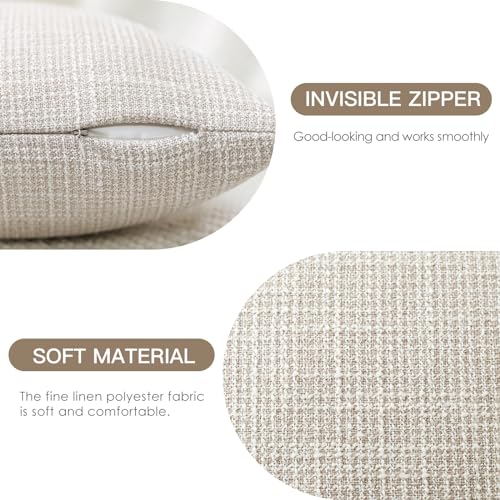 OTOSTAR Pack of 2 Throw Pillow Covers 12x20 Inch Linen Beige Pillowcases Farmhouse Decorative Solid Pillow Covers 30x50 cm...