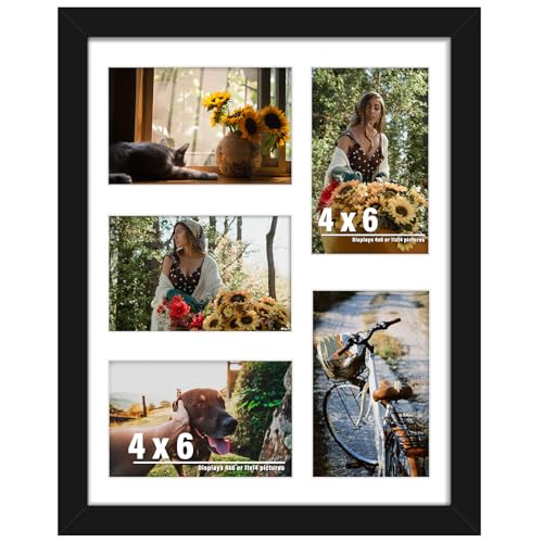 DUENPY 11x14 Collage Picture Frame, 4x6 Collage Picture Frame, Displays Five 4x6 inch Photos, or 11x14 (Without Mat) Wall ...
