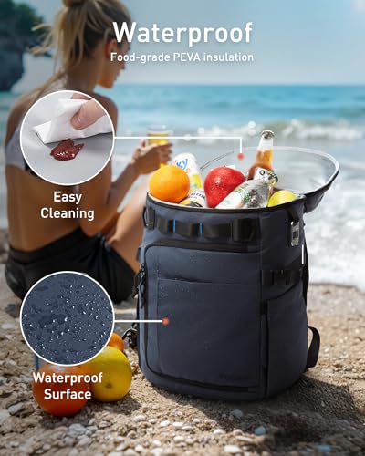 TOURIT 38 Cans Backpack Cooler: Leak Proof Waterproof 2 Insulated Compartments Soft Cooler Bag Beach Travel Camping Picni...