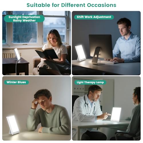 Light Therapy Lamp - 10000 Lux 3 Color Temperature & Wall Mountable, with Memory Function, Touch Control Portable Light Th...