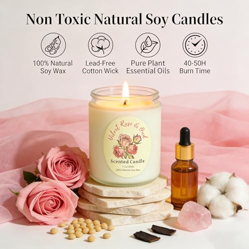 Scented Candles Gift Set 4 Pack, Soy Wax Aromatherapy Candles with Lavender Rose Coconut Vanilla, Long Lasting 200 Hours B...
