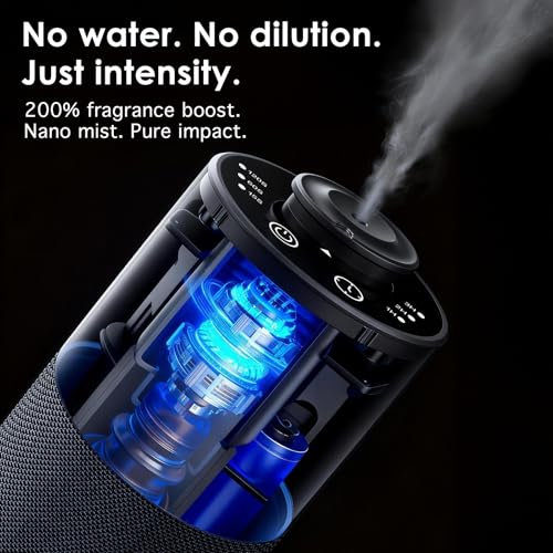 Waterless Essential Oil Diffuser for Home (Aluminum Alloy & Fabric) - Cordless Car Scent Diffuser with 3 Timer & 3 Mist Le...
