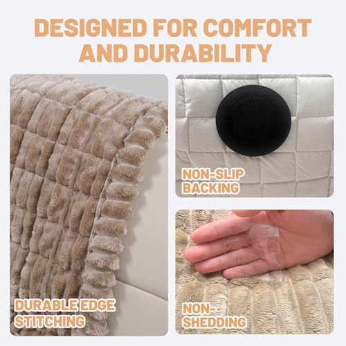Couch Cover for Dogs Washable,Non Slip Fuzzy Durable Couch Covers for 3 Cushion Sofa Pet Friendly Sofa Cover Dog Thick Sof...