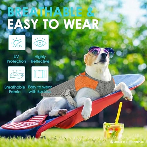 AOFITEE Dog Cooling Vest, Lightweight Cooling Jacket for Dogs, Breathable Dog Cooler Shirt with Harness D-Ring, Pet Sun Sh...