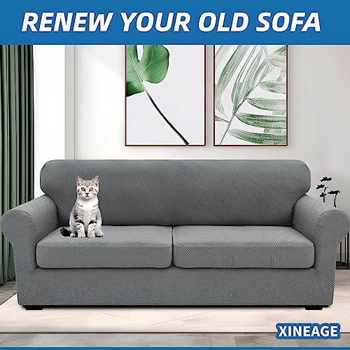 XINEAGE 2026 New 3 Pieces Couch Covers for 2 Extra Large Cushion Sofa Super Stretch Sofa Cover for 2 Large Seat Universal ...