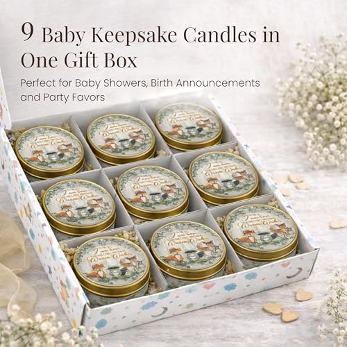 Majestic Zen Woodland Scented Candle 9-Pack Soy Wax Baby Shower Candle Favors - Natural Scented Candle Gift Set & Gender R...