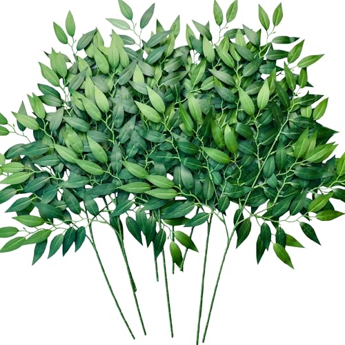 FUNORNAM 8Pcs Italian Ruscus Greenery Stems 26" Artificial Silk Greenery Leaves for DIY Wedding Arch Bouquet Filler Table ...