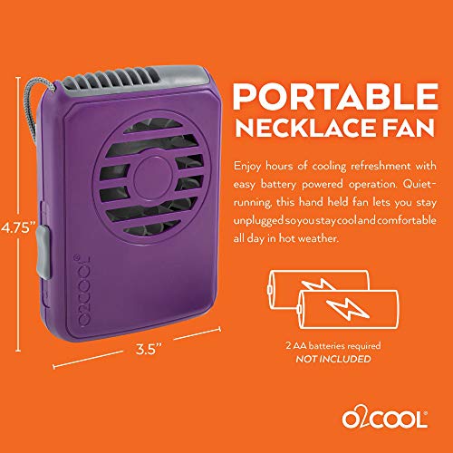 O2COOL Deluxe Personal Necklace Fan | Hands- Free, Battery Operated Wearable Mini Cooling Device for Beach, Sporting Event...