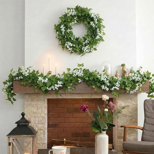 Mavee 28.8ft Artificial Wisteria Vine Garland (4x7.2ft), Silk Hanging Flowers Decor for Wedding Arch, Home Floral Arrangem...