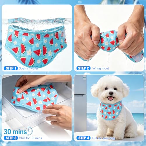 EXPAWLORER Dog Cooling Bandana - 2 Pack Instant Cool Chill Out Dog Scarf, Adjustable Summer Outdoor Ice Neck Cooler Vest, ...