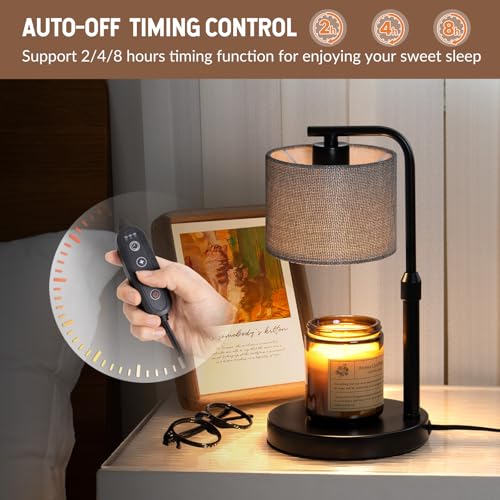 Dexnump Candle Warmer Lamp with Timer, Dimmable Candle Wax Warmer with 2 Light Bulbs, Height Adjustable Electric Candle Li...