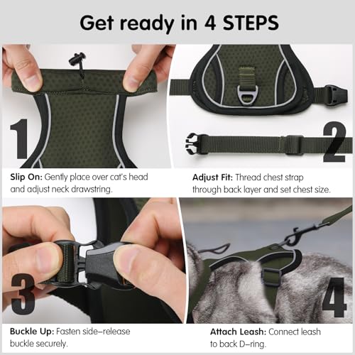 LIANZIMAU Cat Harness and Leash Escape Proof,Adjustable Cat Harness for Outdoor Walks with Reflective Strip, Lightweight a...