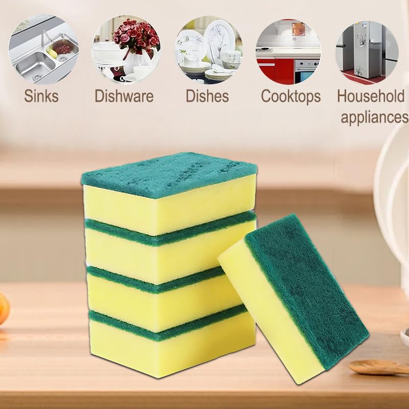 15 Pack Kitchen Cleaning Sponges, Dual Side Cleaning Dish Sponges Cleaning Supplies for Home and Kitchen, Anti-Scratch Scr...