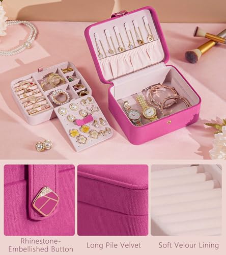 Homde Jewelry Box Small for Women: Ring Earring Organizer Storage for Dresser - Necklace Bracelets Holder with Multi Compa...
