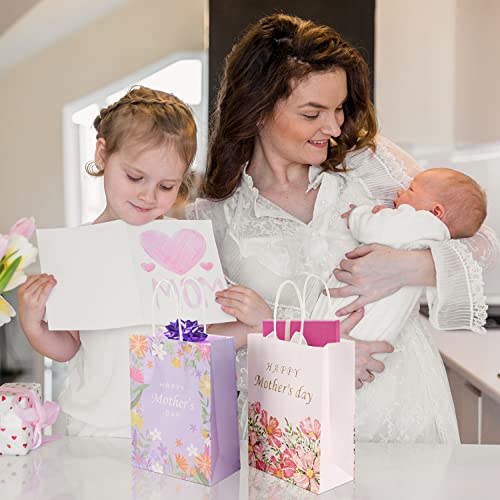 BLEWINDZ 32 Pcs Mother's Day Bags with 32 Pcs Tissue Papers, 8.7” Small Happy Mothers Day gift Bag Bulk with Handle for th...