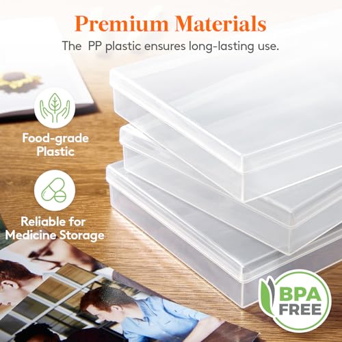 Lifewit 4x6 Photo Storage Box, 16 pcs Inner Photo Case with Lids, Clear Photo Organizers with 1 Sheet Label Sticker, Plast...
