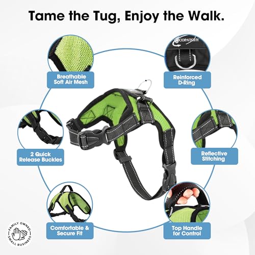 Copatchy No Pull Reflective Adjustable Dog Harness With Handle- Comfortable Soft All Weather Mesh, Easy On Puppy Harness F...