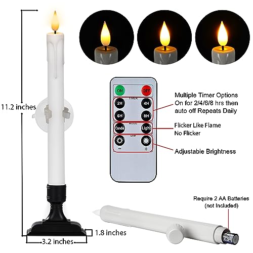 Homemory 6 Pcs Window Candles with Remote Timer Dimmer, Battery Operated Candlesticks with Holders and Suctions, White LED...