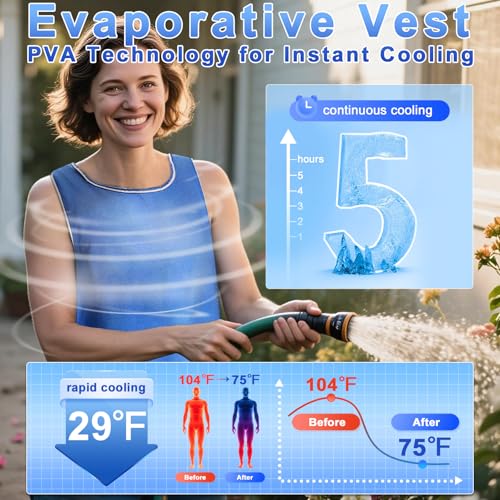 Cooling Ice Vest for Men Women - PVA Mesh Dual Wear Evaporative Cool Vest with Reflective Strips for Running, Cycling, MS,...