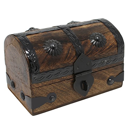 Nautical Cove Treasure Chest Keepsake and Decorative Wood Box (Small 5x3x3.25) - Storage Box, Wooden Box with Hinged Lid, ...