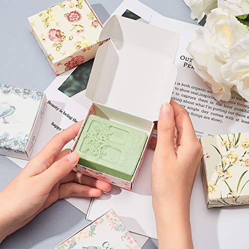 PH PandaHall 30 Pack Kraft Gift Box, 5 Style Flower Soap Boxes Gift Wrapping Box Cookie Treat Boxes for Homemade Soap Chri...