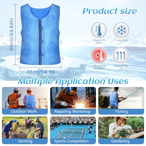 E-Greetshopping Cooling Ice Vest for Men Women,PVA Water Active Evaporative Ice Cold Vest,Reusable Adjustable Fabric Sport...