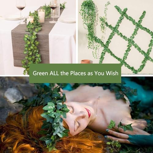 12 Pack Fake Vines for Room Decor Artificial Ivy Garland with Clip Green Flowers Hanging Plants Faux Greenery Leaves Bedro...