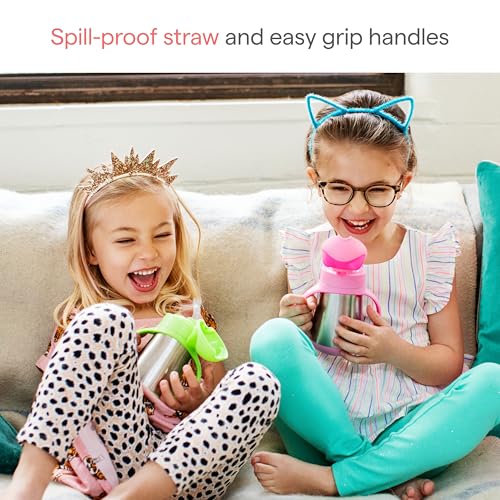 Munchkin Cool Cat Sippy Cup with Straw for Toddlers, Stainless Steel Straw Cup, 8 Ounce, Purple