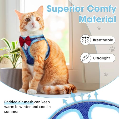 NCMAMA Cat Vest Harness and Leash Set for Walking Escape Proof, Adjustable Kitten Harness Breathable Mesh with Reflective ...
