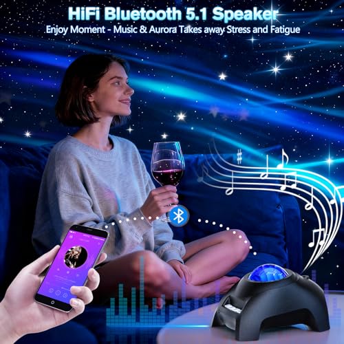 Northern Galaxy Light Aurora Projector, Star Projector with 33 Light Effects, Starry Nebula LED Lamp for Bedroom with Remo...