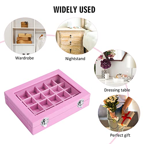 Vicoter Velvet Jewelry Box 24 Grid Jewelry Ring Display Organiser Box Tray Holder Earrings Storage Case for Girls Wife Mom...
