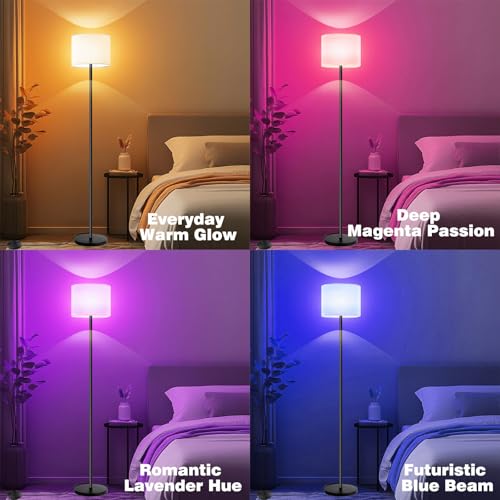 Fuvqeyes Smart Floor Lamp with APP & Remote Control - Dimmable RGB & White Light (3000K-6500K) for Living Room, Bedroom, O...
