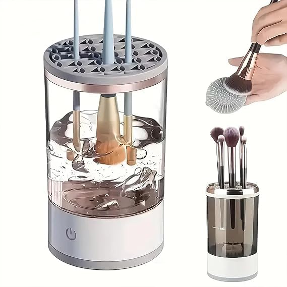 Makeup Brush Cleaner Machine,Automatic Cosmetic Brush Cleaner All Types,Portable Compact Design for Travel Home Use Tool D...