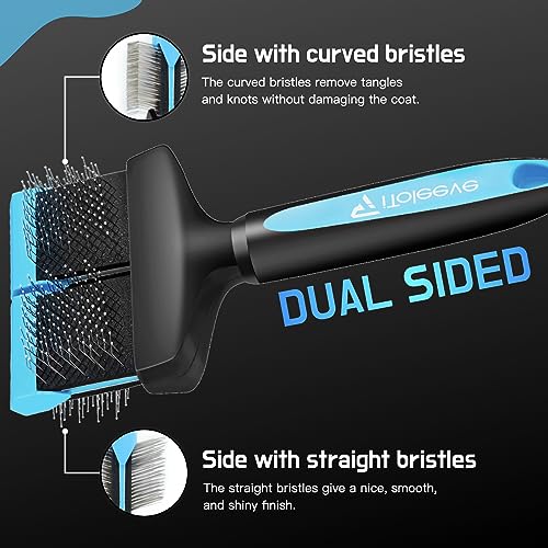 iToleeve Dual Flex Slicker Brush Dog Brush, Gentle Grooming Tool for Sensitive Dogs & Cats - Ideal for Long Hair, Removes ...