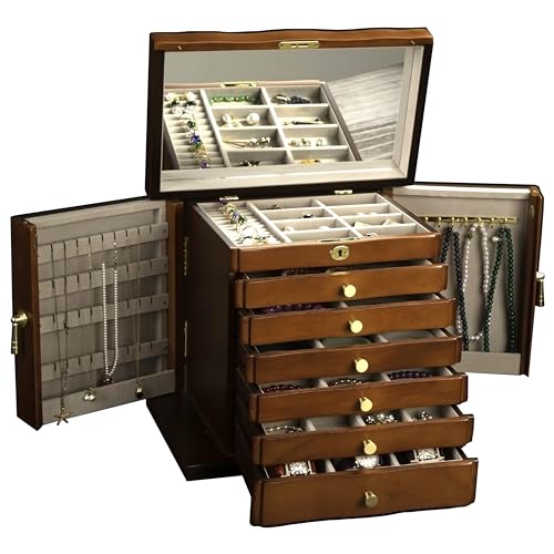 Xloverise Wooden Jewelry Box,jewelry boxes for women large,jewlrey box&organizers with necklace hanger,jewerly organizer,...