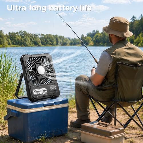 TYJONX 20000mAh Portable Travel Fan For Cruise, Ventilador Rechargeable Fan With Light,USB Rechargeable Camping Fan For Tr...
