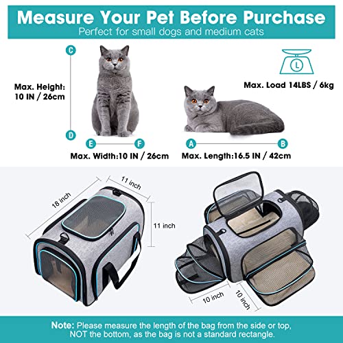 Siivton Airline Approved Pet Carrier, 4-Way Expandable Cat Dog Carrier for Under-Seat Travel, Soft-Sided Portable Pet Bag ...