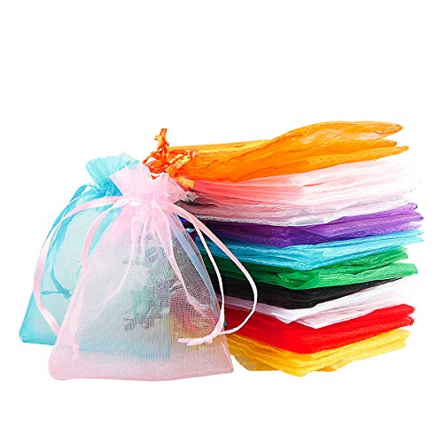Meowoo 100PCS Organza Bags, 3x4in Small Mesh Bags Drawstring for Jewelry, Candy, Christmas, Sachets, Festivals, Bathroom S...